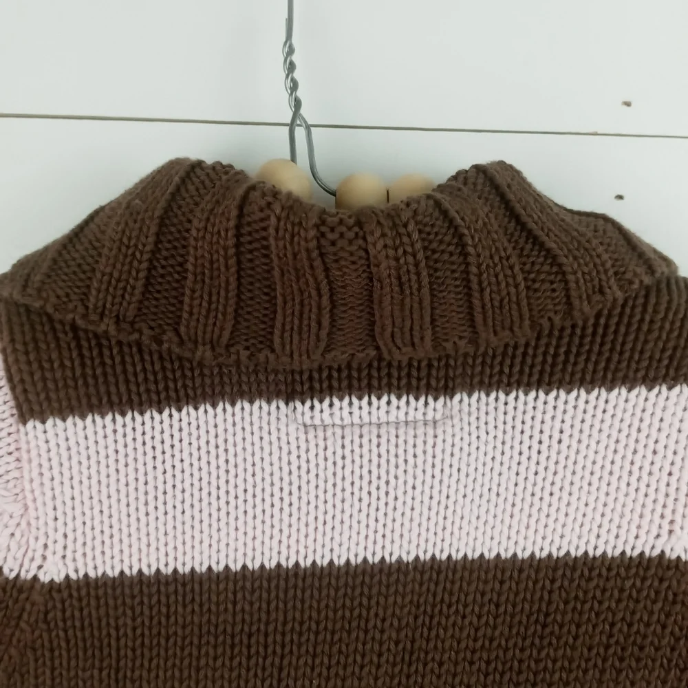 Old Navy girls size 6-12 light pink and brown large button wrap cardigan sweater